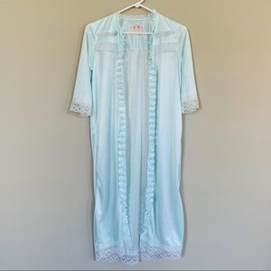 Satin Chemise Mint Teal Blue Long Nightgown Dress